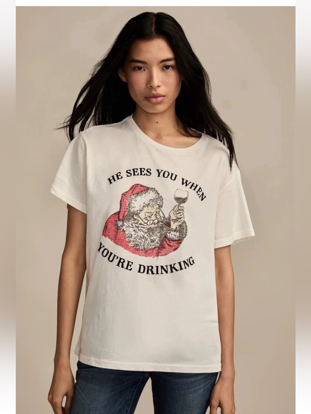 Lucky Brand He Sees You When You're Drinking Classic Crew XL NWT